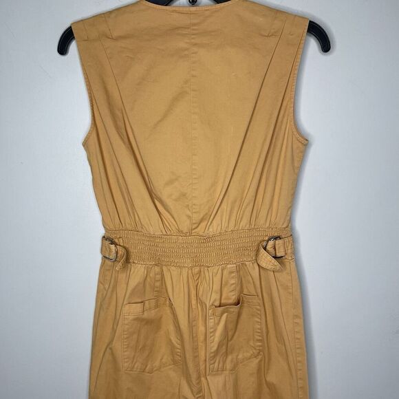 THAKOON Khaki Jumpsuit Women 4 Sleeveless Button Front Orange Cotton Blend - Picture 12 of 16